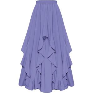image:imageSCARLET DARKNESS Long Skirts for Women 2026 Ruffled Chiffon Flowy Renaissance Maxi SkirtDusted Peri