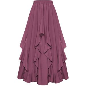 image:imageSCARLET DARKNESS Long Skirts for Women 2026 Ruffled Chiffon Flowy Renaissance Maxi SkirtDusty Plum