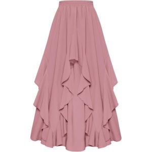 image:imageSCARLET DARKNESS Long Skirts for Women 2026 Ruffled Chiffon Flowy Renaissance Maxi SkirtDusty Rose