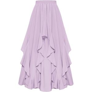 image:imageSCARLET DARKNESS Long Skirts for Women 2026 Ruffled Chiffon Flowy Renaissance Maxi SkirtLight Purple