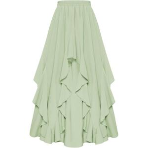 image:imageSCARLET DARKNESS Long Skirts for Women 2026 Ruffled Chiffon Flowy Renaissance Maxi SkirtMint Green