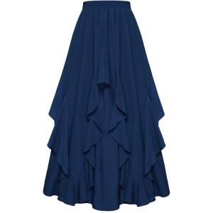 image:imageSCARLET DARKNESS Long Skirts for Women 2026 Ruffled Chiffon Flowy Renaissance Maxi SkirtNavy Blue