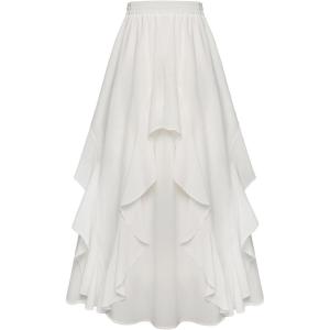 image:imageSCARLET DARKNESS Long Skirts for Women 2026 Ruffled Chiffon Flowy Renaissance Maxi SkirtWhite