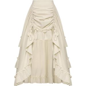 image:imageSCARLET DARKNESS Womens 2026 Summer Skirt Gothic Steampunk Skirt Renaissance HighLow Bustle SkirtNew Rufflebeige