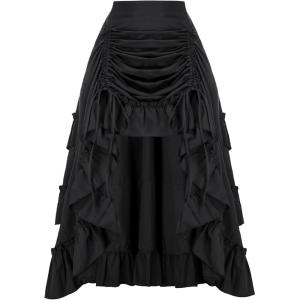 image:imageSCARLET DARKNESS Womens 2026 Summer Skirt Gothic Steampunk Skirt Renaissance HighLow Bustle SkirtNew Ruffleblack