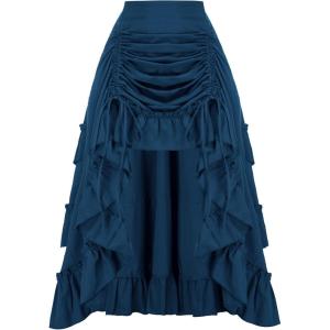 image:imageSCARLET DARKNESS Womens 2026 Summer Skirt Gothic Steampunk Skirt Renaissance HighLow Bustle SkirtNew Ruffleblue