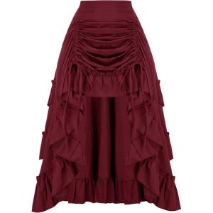 image:imageSCARLET DARKNESS Womens 2026 Summer Skirt Gothic Steampunk Skirt Renaissance HighLow Bustle SkirtNew Rufflewine