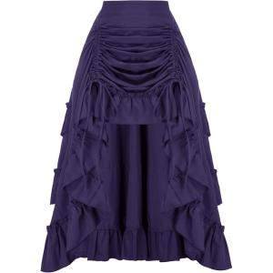 image:imageSCARLET DARKNESS Womens 2026 Summer Skirt Gothic Steampunk Skirt Renaissance HighLow Bustle SkirtPurple