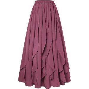 image:imageSCARLET DARKNESS Womens Boho Maxi Skirt 2026 Renaissance Long Skirt High Waist Ruffle Flowy SkirtsPurple