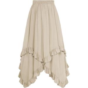 image:imageScarlet Darkness Long Skirts for Women High Waist Renaissance Skirt Maxi Skirt with PocketsApricot