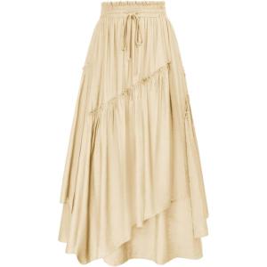 image:imageScarlet Darkness Long Skirts for Women Renaissance Costume Pirate Maxi Skirt Plus Size with PocketsBeige
