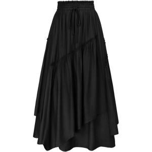 image:imageScarlet Darkness Long Skirts for Women Renaissance Costume Pirate Maxi Skirt Plus Size with PocketsBlack