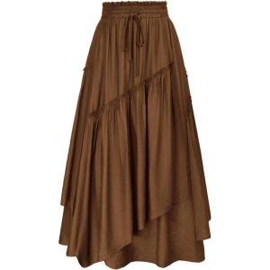 image:imageScarlet Darkness Long Skirts for Women Renaissance Costume Pirate Maxi Skirt Plus Size with PocketsBrown