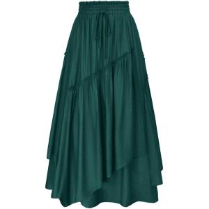 image:imageScarlet Darkness Long Skirts for Women Renaissance Costume Pirate Maxi Skirt Plus Size with PocketsDeep Green