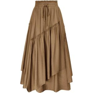 image:imageScarlet Darkness Long Skirts for Women Renaissance Costume Pirate Maxi Skirt Plus Size with PocketsKhaki