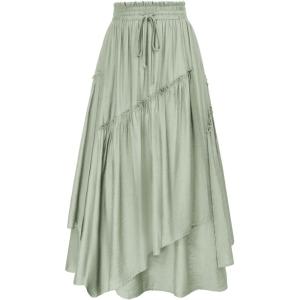 image:imageScarlet Darkness Long Skirts for Women Renaissance Costume Pirate Maxi Skirt Plus Size with PocketsMint Green