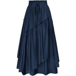 image:imageScarlet Darkness Long Skirts for Women Renaissance Costume Pirate Maxi Skirt Plus Size with PocketsNavy Blue