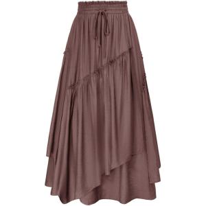 image:imageScarlet Darkness Long Skirts for Women Renaissance Costume Pirate Maxi Skirt Plus Size with PocketsPlum Gray