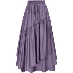 image:imageScarlet Darkness Long Skirts for Women Renaissance Costume Pirate Maxi Skirt Plus Size with PocketsPurple