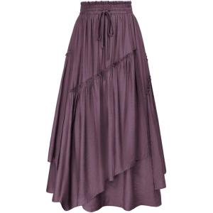 image:imageScarlet Darkness Long Skirts for Women Renaissance Costume Pirate Maxi Skirt Plus Size with PocketsPurple Gray