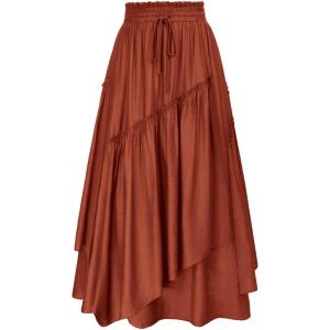 image:imageScarlet Darkness Long Skirts for Women Renaissance Costume Pirate Maxi Skirt Plus Size with PocketsRust