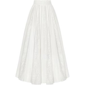 image:imageScarlet Darkness Maxi Skirt for Women Boho Lace Flowy Long Renaissance Skirts with PocketsWhite
