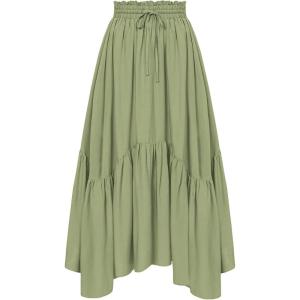 image:imageScarlet Darkness Maxi Skirts for Women High Waist Renaissance Skirt Long Skirt with PocketsLight Olive Green