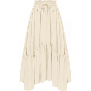 image:imageScarlet Darkness Maxi Skirts for Women High Waist Renaissance Skirt Long Skirt with PocketsOyster White