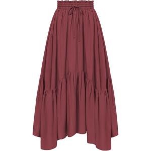 image:imageScarlet Darkness Maxi Skirts for Women High Waist Renaissance Skirt Long Skirt with PocketsRed
