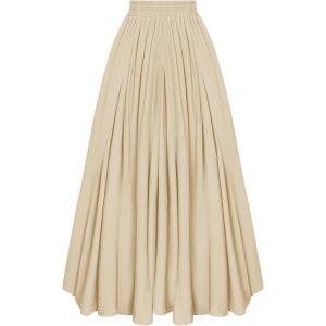 image:imageScarlet Darkness Maxi Skirts for Women Long Flowy Boho Renaissance Skirt with PocketsApricot