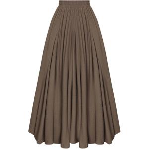 image:imageScarlet Darkness Maxi Skirts for Women Long Flowy Boho Renaissance Skirt with PocketsBrown