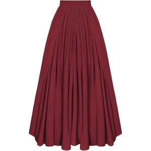 image:imageScarlet Darkness Maxi Skirts for Women Long Flowy Boho Renaissance Skirt with PocketsBurgundy