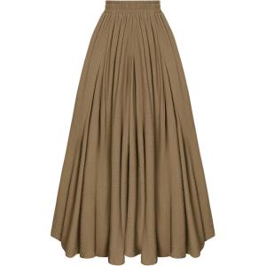 image:imageScarlet Darkness Maxi Skirts for Women Long Flowy Boho Renaissance Skirt with PocketsCamel