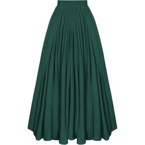 image:imageScarlet Darkness Maxi Skirts for Women Long Flowy Boho Renaissance Skirt with PocketsDark Green