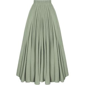 image:imageScarlet Darkness Maxi Skirts for Women Long Flowy Boho Renaissance Skirt with PocketsMint Green