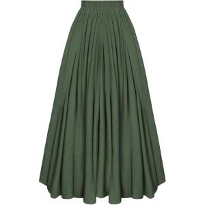 image:imageScarlet Darkness Maxi Skirts for Women Long Flowy Boho Renaissance Skirt with PocketsOlive Green