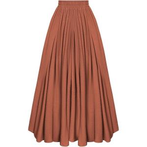 image:imageScarlet Darkness Maxi Skirts for Women Long Flowy Boho Renaissance Skirt with PocketsOrange