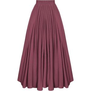 image:imageScarlet Darkness Maxi Skirts for Women Long Flowy Boho Renaissance Skirt with PocketsWine
