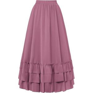 image:imageScarlet Darkness Maxi Skirts for Women Long Renaissance Skirt Flowy Ruffle Tiered SkirtDusty Pink