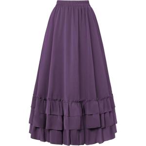image:imageScarlet Darkness Maxi Skirts for Women Long Renaissance Skirt Flowy Ruffle Tiered SkirtPurple