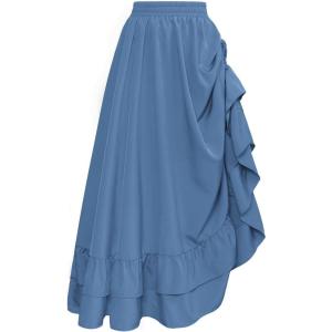 image:imageScarlet Darkness Maxi Skirts for Women Renaissance Skirt Long Flowy Layered Medieval SkirtDenim Blue