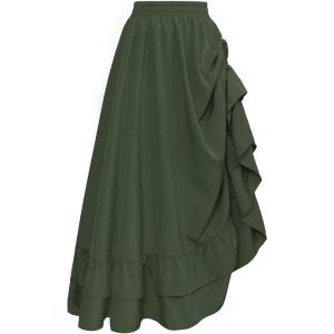 image:imageScarlet Darkness Maxi Skirts for Women Renaissance Skirt Long Flowy Layered Medieval SkirtGray Green