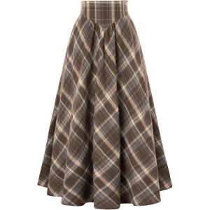 image:imageScarlet Darkness Plaid Skirts for Women Renaissance High Waisted Skirt Fall Winter Maxi SkirtCoffee Plaid