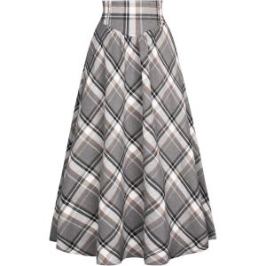 image:imageScarlet Darkness Plaid Skirts for Women Renaissance High Waisted Skirt Fall Winter Maxi SkirtGrey Plaid