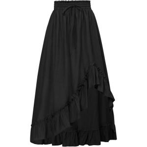 image:imageScarlet Darkness Renaissance Midi Skirt Asymmetrical Ruffle Summer Flowy SkirtsBlack a