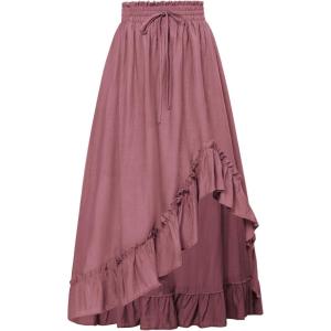 image:imageScarlet Darkness Renaissance Midi Skirt Asymmetrical Ruffle Summer Flowy SkirtsGray Pink