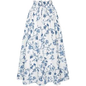 image:imageScarlet Darkness Renaissance Skirt Maxi Long Skirts for Women High Waist A Line SkirtBluewhite Floral