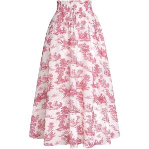 image:imageScarlet Darkness Renaissance Skirt Maxi Long Skirts for Women High Waist A Line SkirtRed Floral