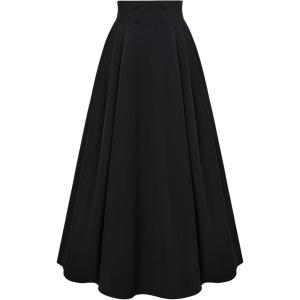 image:imageScarlet Darkness Victorian Skirts for Women Renaissance High Waisted Long Skirt with PocketsBlack
