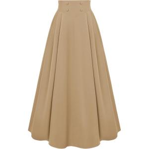 image:imageScarlet Darkness Victorian Skirts for Women Renaissance High Waisted Long Skirt with PocketsBrown